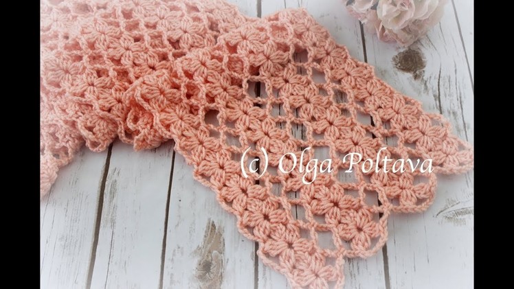 How to Crochet Lace Scarf with Flowers Designs, Mile a Minute, Crochet Video Tutorial
