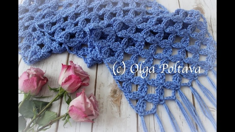 How to Crochet Lace Scarf with Clusters Design, Crochet Video Tutorial