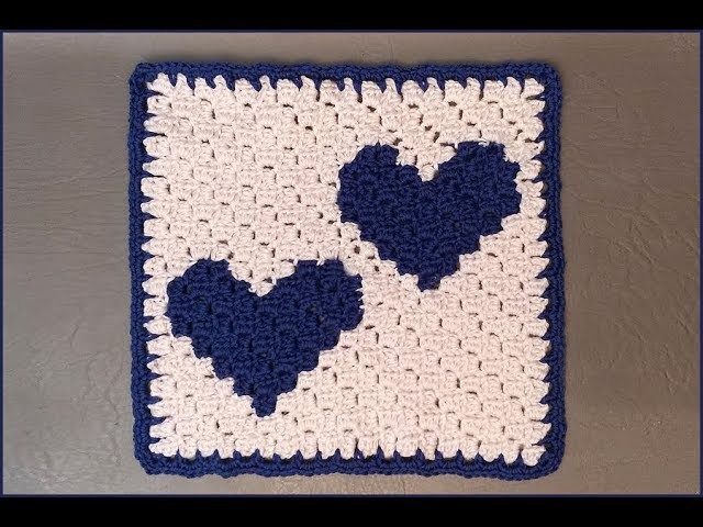 How to Crochet Tutorial: Two Hearts that beat as One - C2C Square Designed by Myhobbyiscrochet