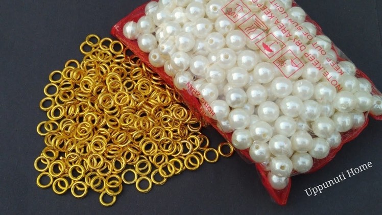How To Make Designer Earrings At Home | DIY | Pearl Drop Earrings | Jewelry Making | uppunutihome