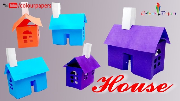 Paper house making-very easy way- best for school project work - Kids Paper Arts and Crafts