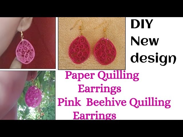 ????Paper Quilling Earrings.Pink  Beehive Quilling Earrings.DIY.New Design ????