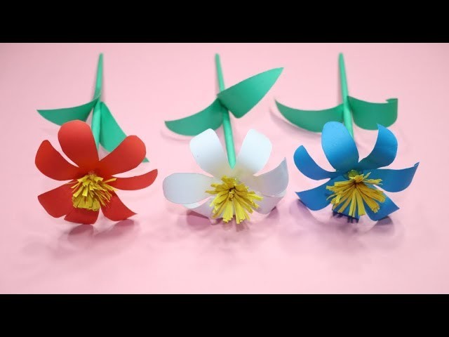 Stick Flower | How to Create a Flower Using Paper | Different Types of Flowers with Paper | DIY