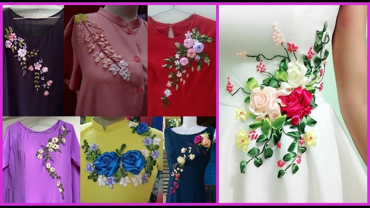Stylish ribbon embroidery on dressesribbon work neckline ideas 201920 Stylish ribbon embroidery on dressesribbon work neckline ideas 201920