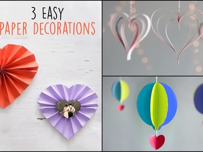 3 Easy Paper Decorations | Paper Craft | Handmade Decorations