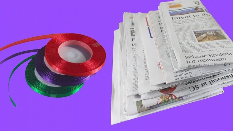 Amazing Craft Out Of Newspaper ! Old Newspaper Craft Ideas ! Ribbon Craft Ideas !