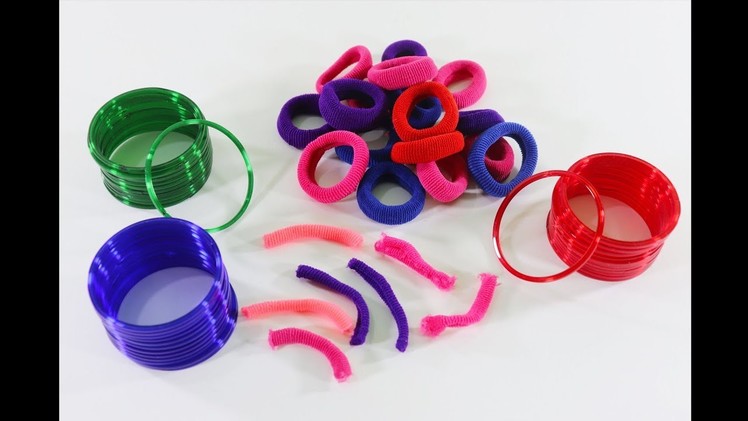 Awesome Craft Idea With Hair Rubber Bands ! Art and Craft Ideas From Waste Materials !
