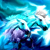 Blue Horses Cross Stitch Pattern