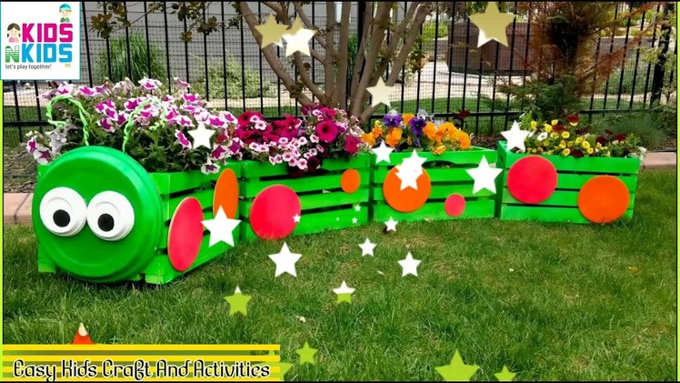 Caterpillar Wood Crate Planter - Garden Diy Craft - By Kidsnkids