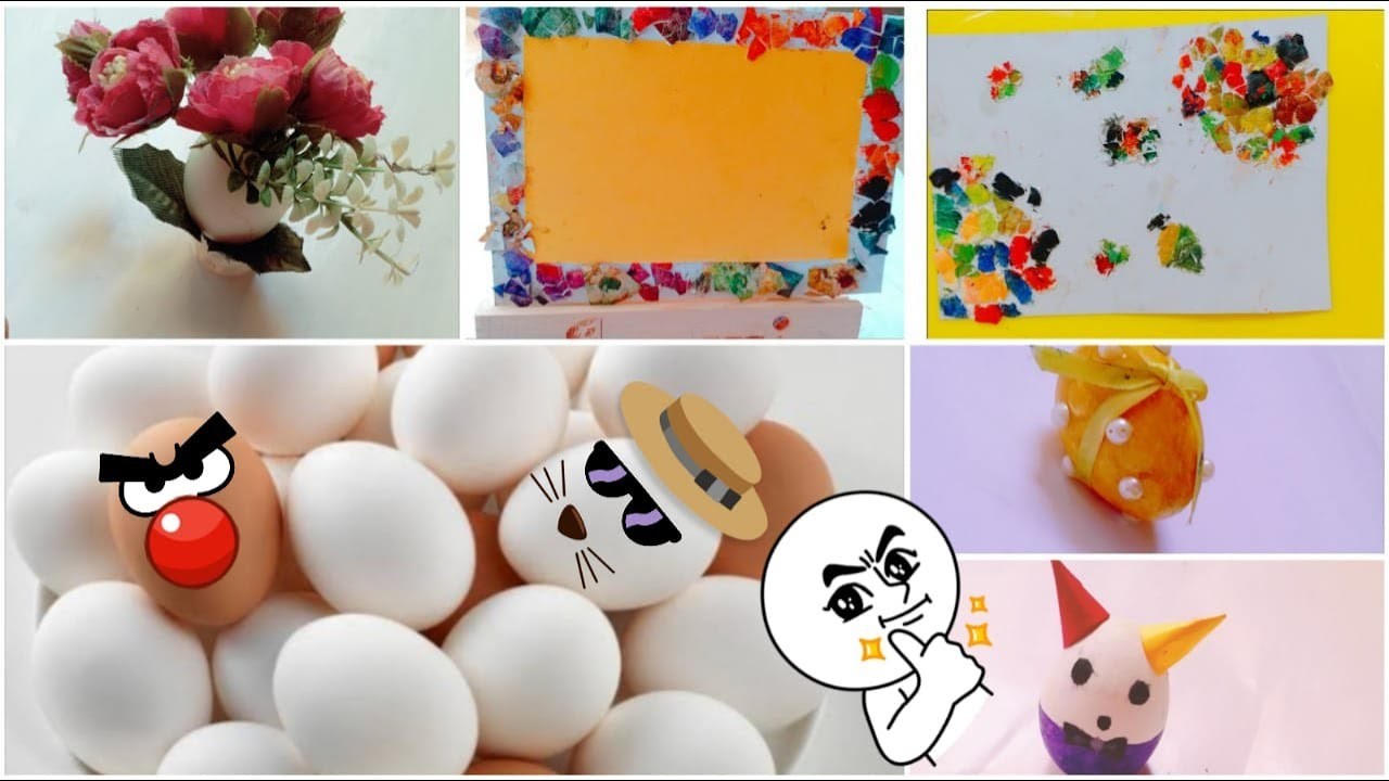 DIY 5 amazing egg craft ideas, egg shell craft for kids|