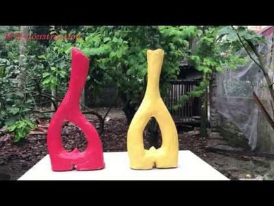 DIY - Cement craft ideas . How to make vase from cement