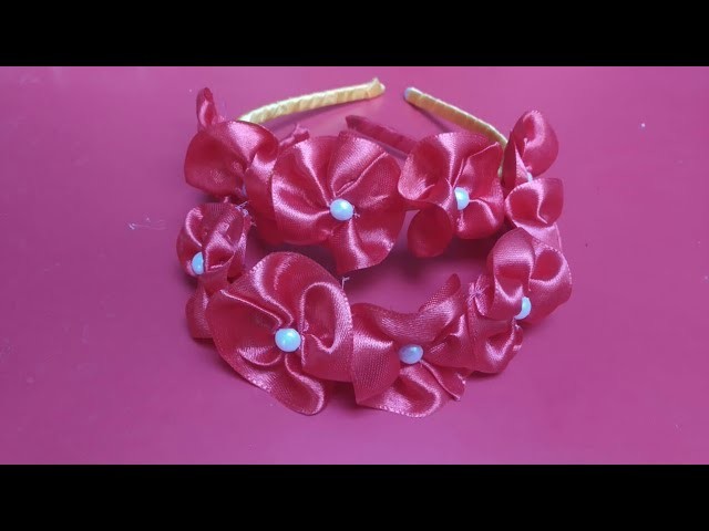 DIY craft | hairband for baby girl with satton ribbon , flower. The crafting point