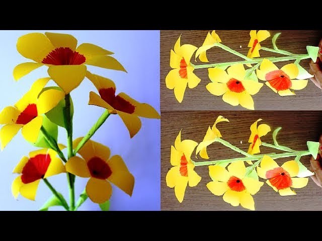 DIY - How to Make Beautiful Paper Stick Flower | DIY Hand Craft Ideas for Room | Paper Flower
