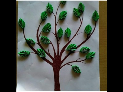 Diy tree art with craft paper leaves