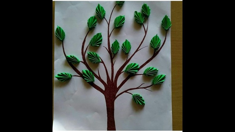 Diy tree art with craft paper leaves