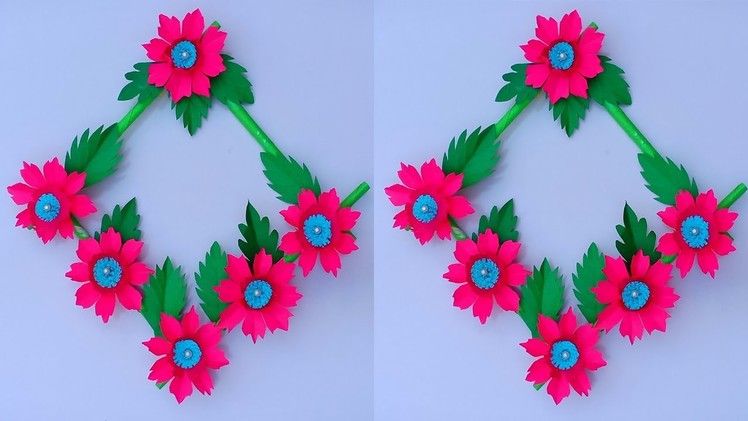 DIY Wall Hanging Paper Flower Craft - Easy Wall Decoration Ideas - Simple Paper craft