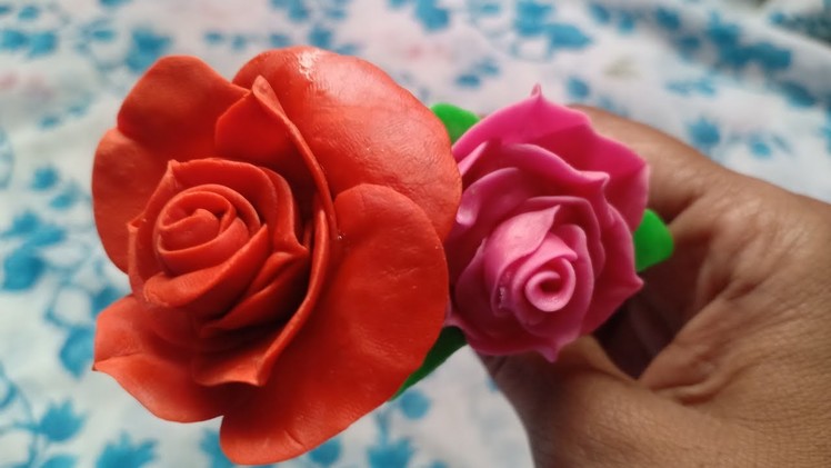 Easy Craft#Air-dry Clay ???? Rose flowers making