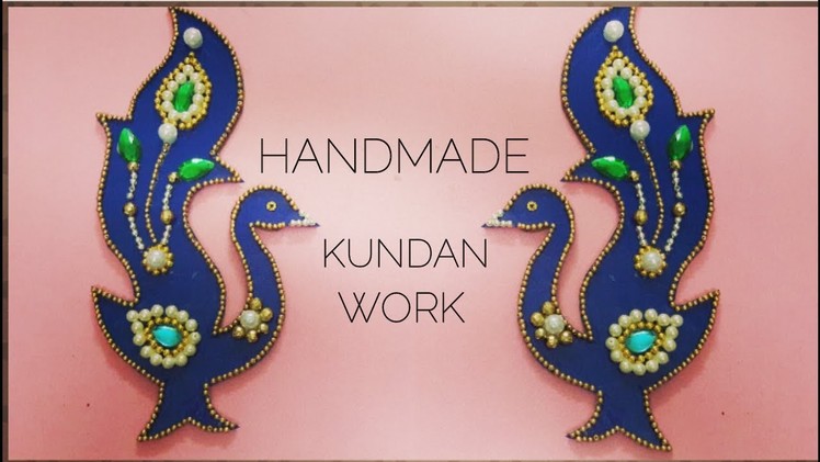 Handmade Peacock Kundan Rangoli Decor - Festive time decor ideas- Easy Craft ideas