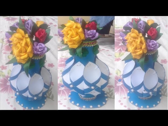 How to make vase with paper craft for decoration | Easy Paper Flower Vase | Flower Vase At Home