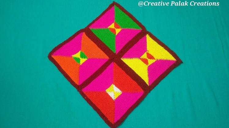New design square Doormat.paydan banane ki vidhi.yarn craft पायदान बनाने की विधि