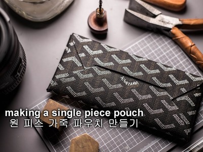 [no music]Making a single piece leather pouch, leather craft