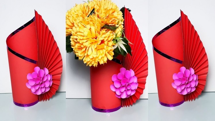 WOW | Simple Paper Craft | Easy Paper Flower Vase | How to Make A Flower Vase At Home