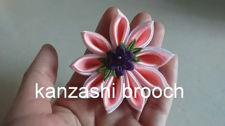 1) DIY- tutorial membuat bros kanzashi.kanzashi brooch