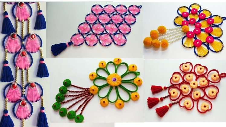 5 BEAUTIFUL WOOLEN WALL HANGING CRAFT IDEA OUT OF WASTE PLASTIC BOTTLE AND WASTE BANGELS