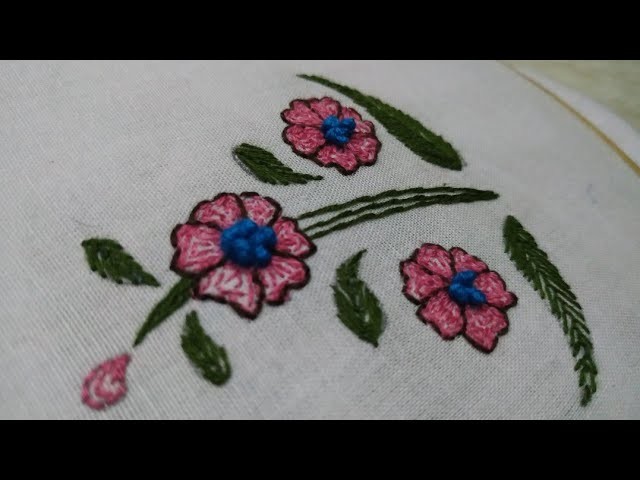 Beautiful hand embroidery flower design for beginners || needle craft