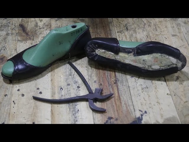 Cementing out-sole to peep toe shoe (online shoemaking & craft course)
