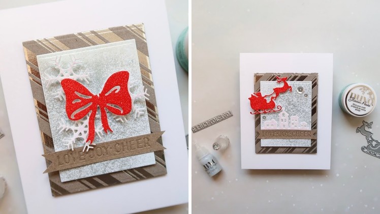 CLEAN AND SIMPLE Christmas Cards + No-Mess Glitter Paper (Tonic Studios Craft Kit 23)