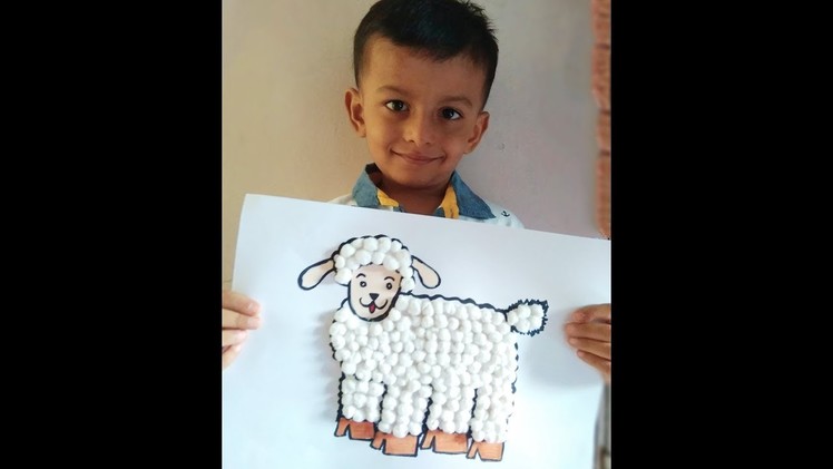 #DIY Art # How to make cotton ball Sheep. cotton craft