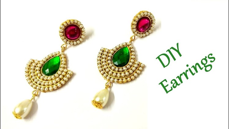 DIY Earrings | How To Make Handmade Designer Kundan Pearl Earrings? Easy Creative Crafts