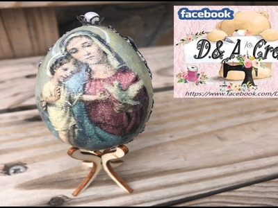 DIY: How to make decoupage and decoration on wooden egg for Easter TUTORIAL