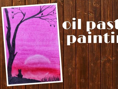 Easy cat pink light scenery #oilpastel #pinklightpainting #oilpasteldrawing | Art and craft idea |