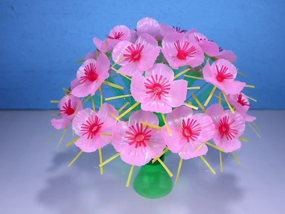 Empty Plastic Bottle Craft & Drinking Straw Flower | DIY Botol Plastik Bekas & Bunga Sedotan