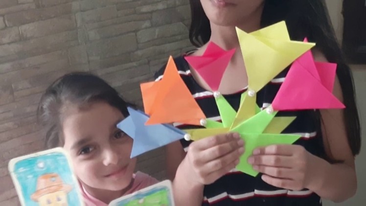 Kids art |Origami tulips |kids craft ideas with Shivika and Ishvika|paper flowers |paper tulips
