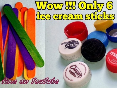 Only 6 icecream stick craft idea || plastic bottles caps craft idea || Artkala