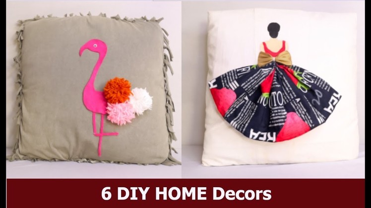 6  DIY HOME Decors Cushion Covers ( VERY EASY ) | Easy Room Decor Ideas by Aloha Crafts