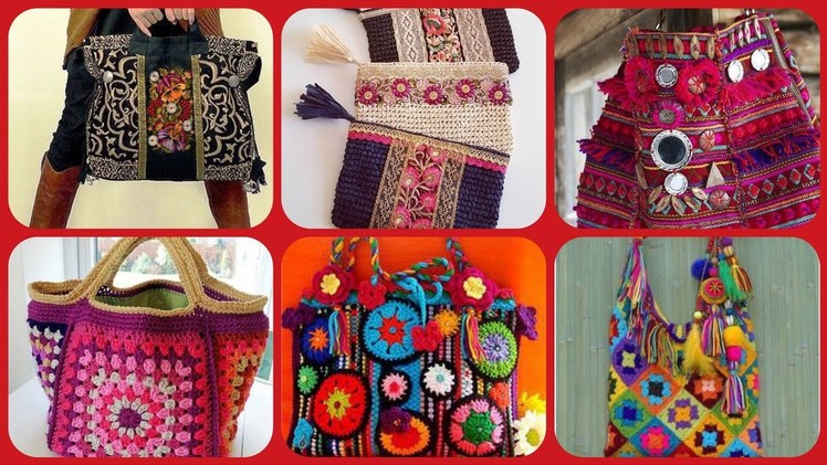 Beautiful latest stylish crochet,handbag hand embroidery clutch collection