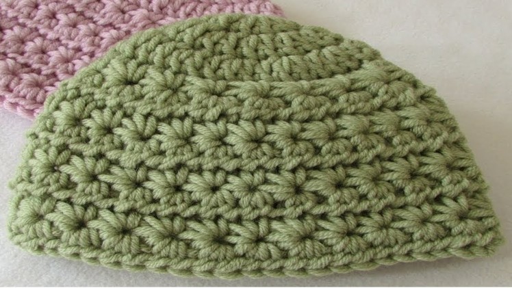 Chunky star stitch baby hat( crochet tutorial)