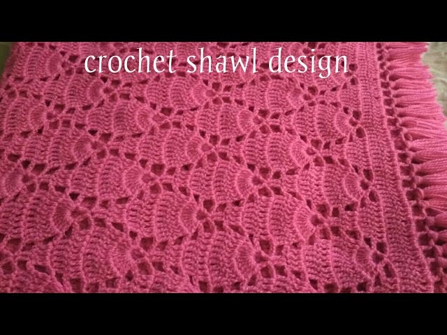 Crochet leaf stitch shawl design. Hindi