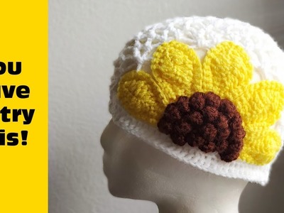 Crochet Sunflower Hat - Easy crochet summer mesh hat