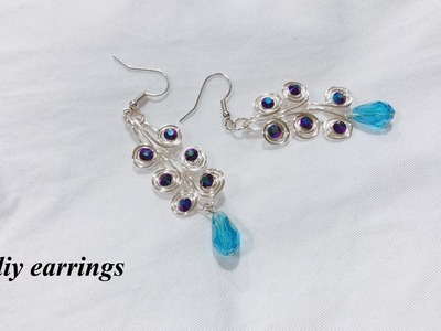 Diy beautiful Earrings.Easy Jewelry Tutorial Simple Swirl Earrings.Peacock Feather Earrings