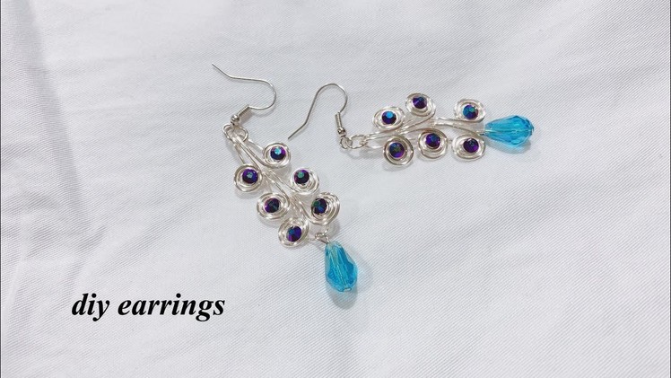 Diy beautiful Earrings.Easy Jewelry Tutorial Simple Swirl Earrings.Peacock Feather Earrings
