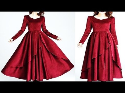 DIY Designer Dress cutting and stitching Full Tutorial.PNz World