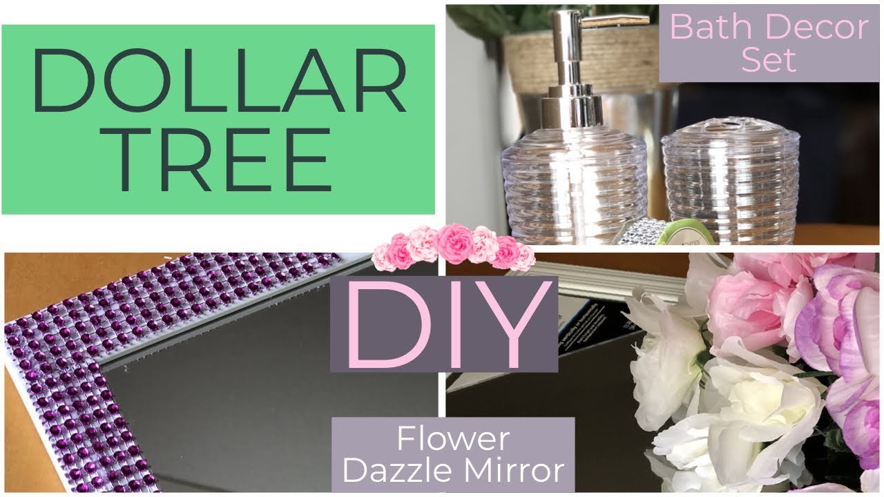 DIY Dollar Tree, Bath Decor Set, Flower Dazzle Mirror