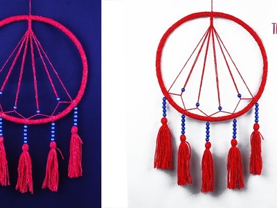 DIY Geometric Dreamcatcher Easy Way | How To Make A Macrame Dream Catcher | Wool Wall Hanging