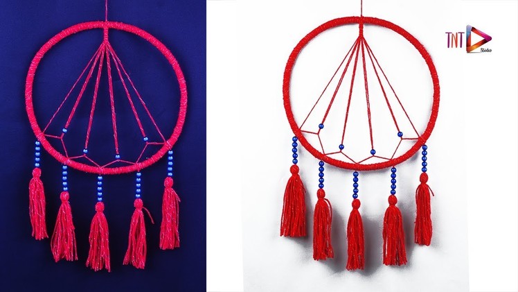 DIY Geometric Dreamcatcher Easy Way | How To Make A Macrame Dream Catcher | Wool Wall Hanging