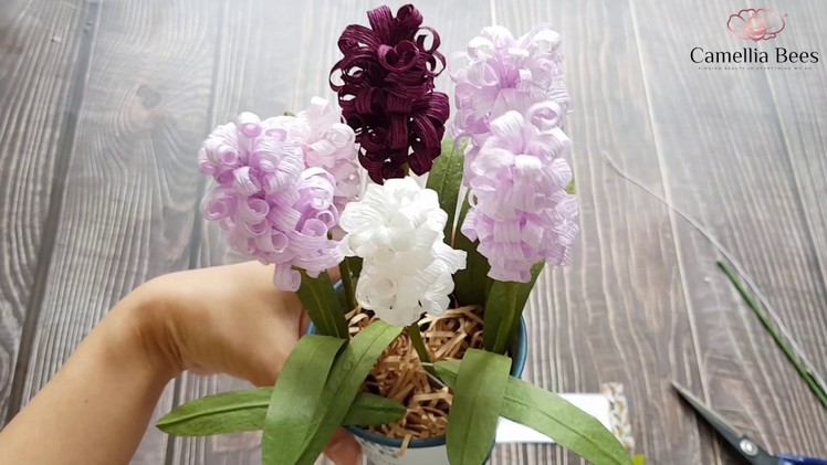 DIY Paper hyacinth flowers - How to make crepe paper Hyacinth EASY